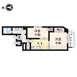 パレファミール府庁前 2Kの間取図画像