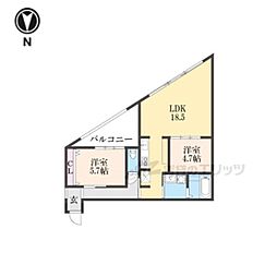 A.Y.M.下鴨 2LDKの間取図画像