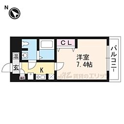 エスクレア出町柳 1Kの間取図画像