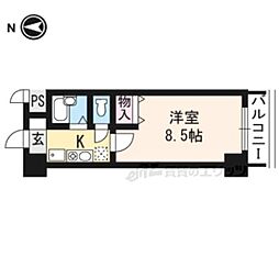 Aフラット高野 1Kの間取図画像