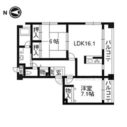 ビラ妙松館 2LDKの間取図画像