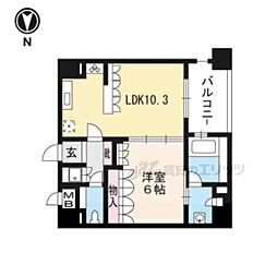 リーガル京都御所東 1LDKの間取図画像