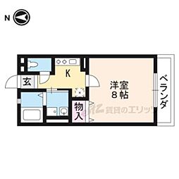 パルティール北白川 1Kの間取図画像