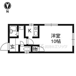 エルシティ北山 1Kの間取図画像