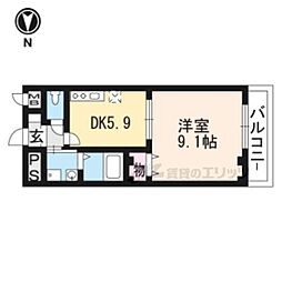 ヒラソルナツA 1Kの間取図画像