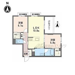 シャーメゾン鏡山 2LDKの間取図画像