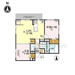 GRAMM東小野堀町EAST 2LDKの間取図画像