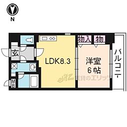 プラネシア星の子京都駅前西 1DKの間取図画像
