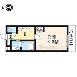 ユイマール1 1Kの間取図画像