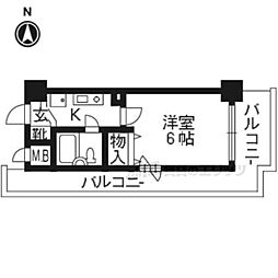 エスリード四条河原町 1Kの間取図画像