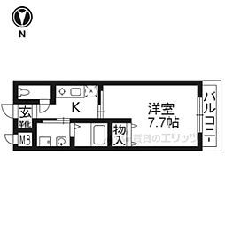 バルカ神光院 1Kの間取図画像