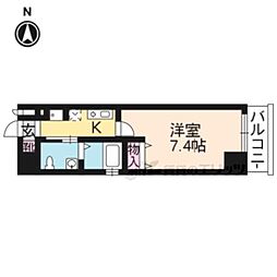 アーバンフラッツ四条西洞院 1Kの間取図画像
