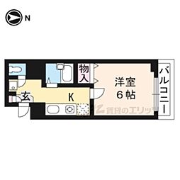 フランドルアミ下鴨 1Kの間取図画像