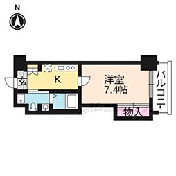 HF四条河原町レジデンス 1Kの間取図画像