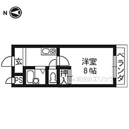 ロイヤルコート西賀茂 1Kの間取図画像