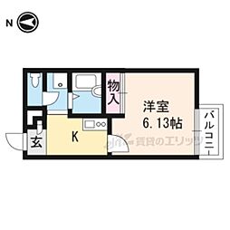 レオパレスボンマルシェ山科 ワンルームの間取図画像
