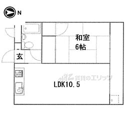 第二平木マンション 1LDKの間取図画像