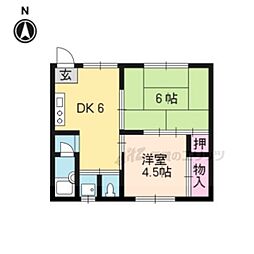 マンション丸高 2DKの間取図画像