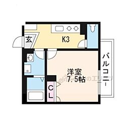 シャーメゾン和 1Kの間取図画像