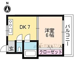 ループタウン34 1DKの間取図画像
