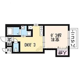 クリザンテーム山本 1DKの間取図画像