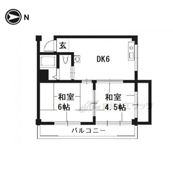 ロイヤルマンション 201｜京都府京都市山科区上花山坂尻(賃貸マンション2DK・2階・48.00㎡)の写真 その2