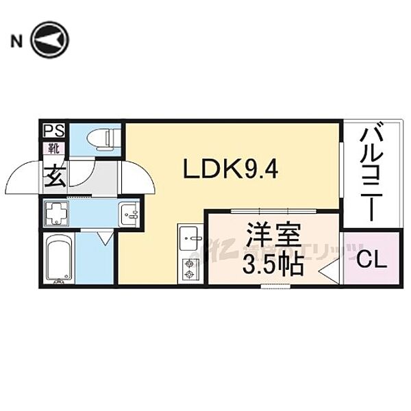 京都府京都市山科区大塚元屋敷町(賃貸アパート1LDK・3階・30.86㎡)の写真 その2