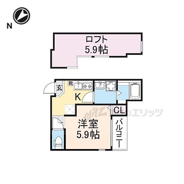 京都府京都市伏見区醍醐東合場町(賃貸アパート1K・2階・20.67㎡)の写真 その2