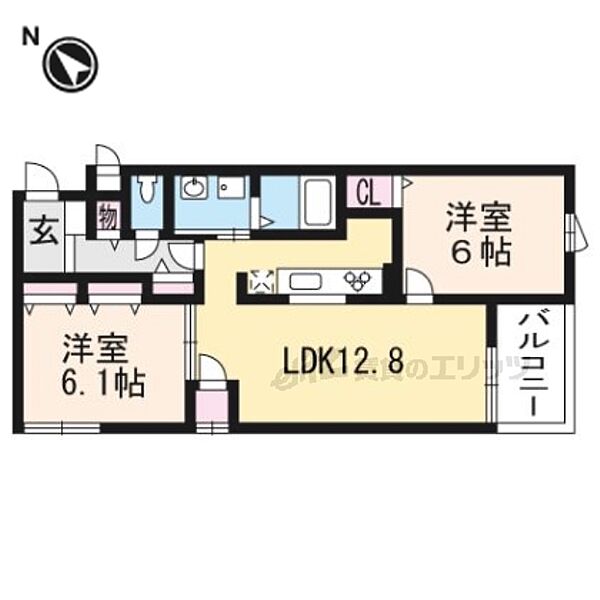 フューチャー栗東 504｜滋賀県栗東市坊袋(賃貸マンション2LDK・5階・56.89㎡)の写真 その2