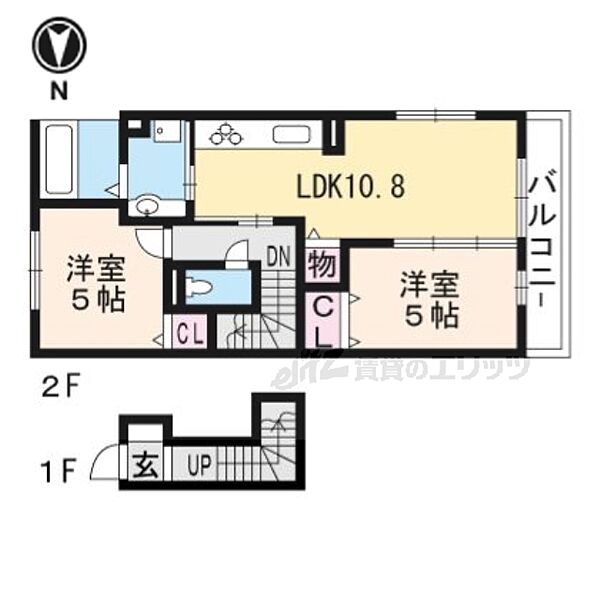 LANTANA 201｜京都府京都市山科区西野今屋敷町(賃貸アパート2LDK・2階・55.30㎡)の写真 その2