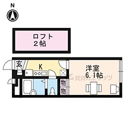 JR湖西線 大津京駅 徒歩10分の賃貸アパート 2階1Kの間取り