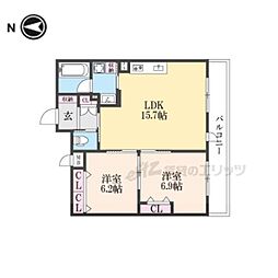 インサイトルポ山科新十条 3階2LDKの間取り