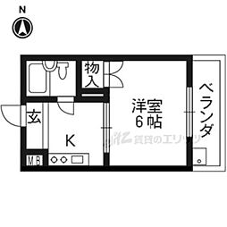 京都市営烏丸線 五条駅 徒歩5分の賃貸マンション 3階1Kの間取り