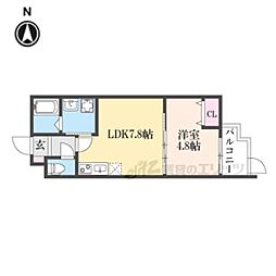 LEI椥辻 1LDKの間取図画像