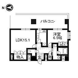 音羽ハイツ 6階1LDKの間取り