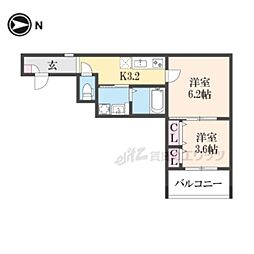 仮)GRACIAS COURT山科II 2Kの間取図画像