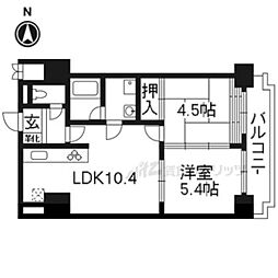 ライオンズマンション京都河原町第2 2LDKの間取図画像