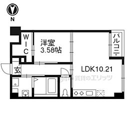 プラネシア東山三条 1LDKの間取図画像