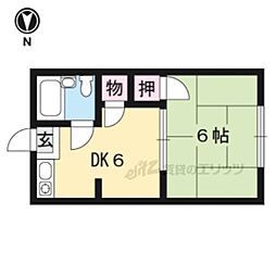 音羽グリーンハイツ 1DKの間取図画像