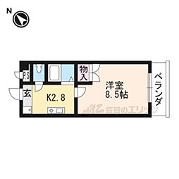 グラフィーネ瀬田川 1Kの間取図画像