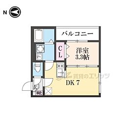 LAVIERE山科 1DKの間取図画像