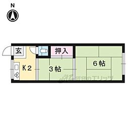 第2青山荘 2Kの間取図画像