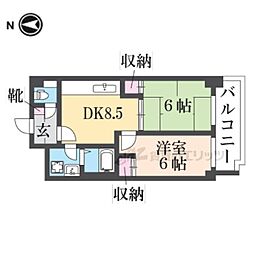 メロディーハイム松原 2DKの間取図画像