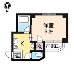 白川ビル 1Kの間取図画像