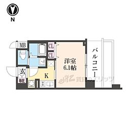 プレサンス京都室町通紫水 1Kの間取図画像