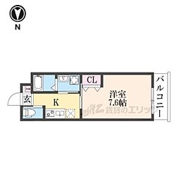 LEI CORT椥辻I 1Kの間取図画像
