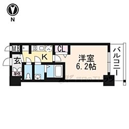 プレサンスTHEKYOTO粋都 1Kの間取図画像