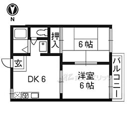 タウニーカトレア 2DKの間取図画像