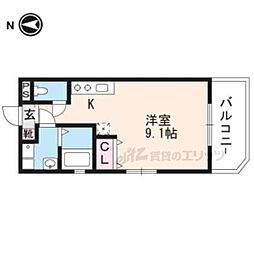 パークス京都東 1Kの間取図画像