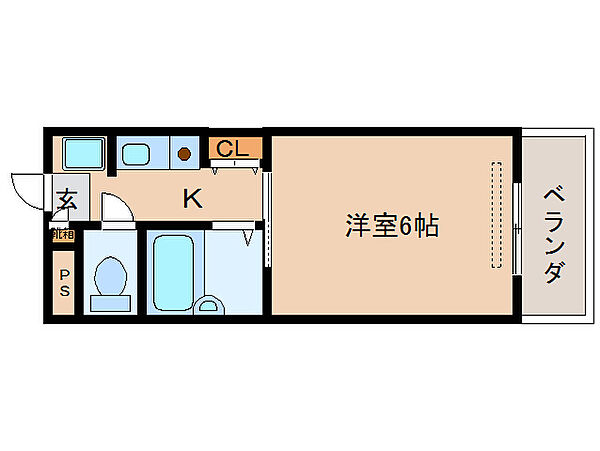 新大宮シティ・パル ｜奈良県奈良市法蓮町(賃貸マンション1K・6階・18.11㎡)の写真 その2